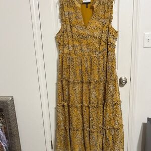 Eloquii Mustard Floral Maxi Dress